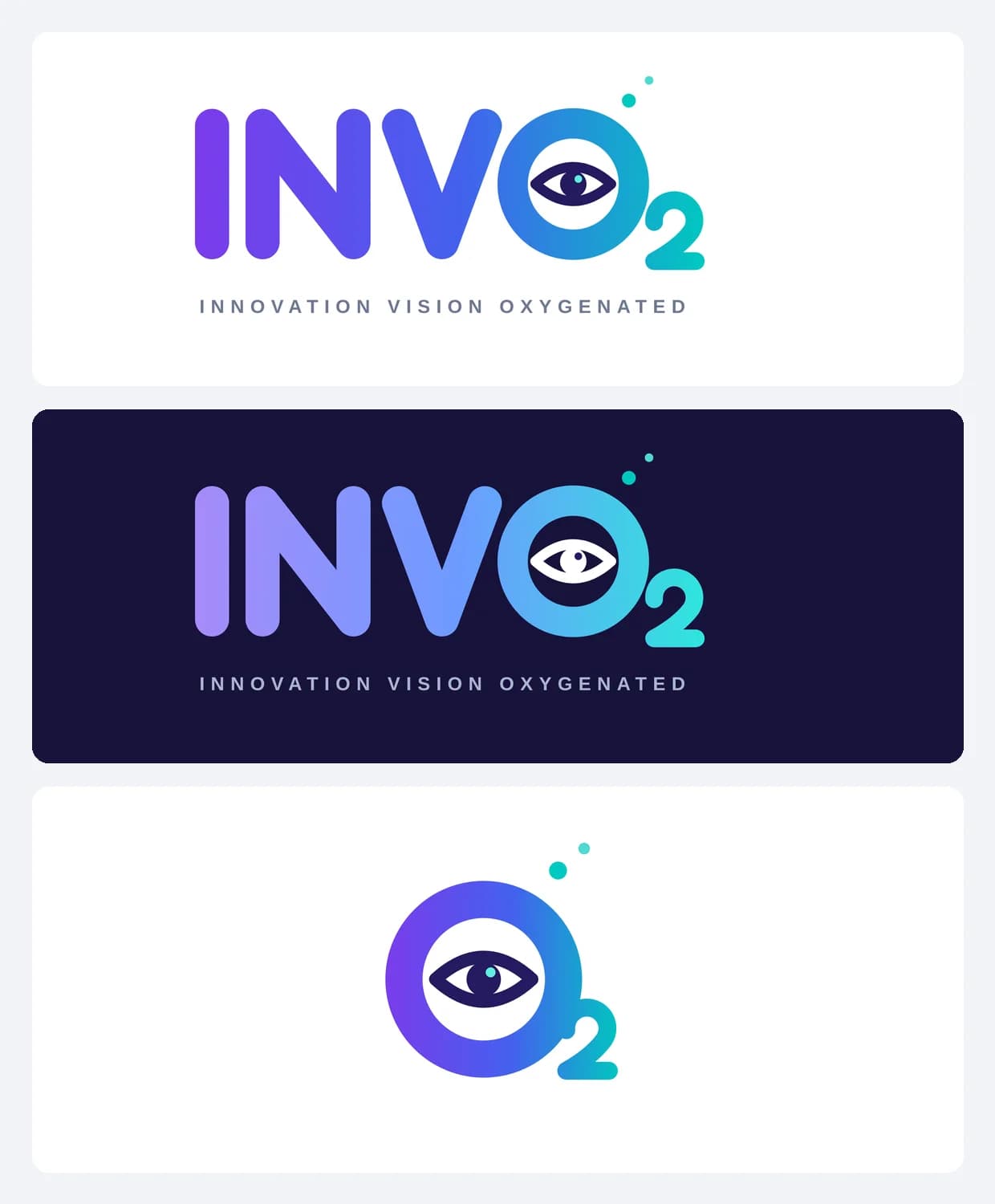 The INVO2 logo in its primary, reverse and icon-only variants